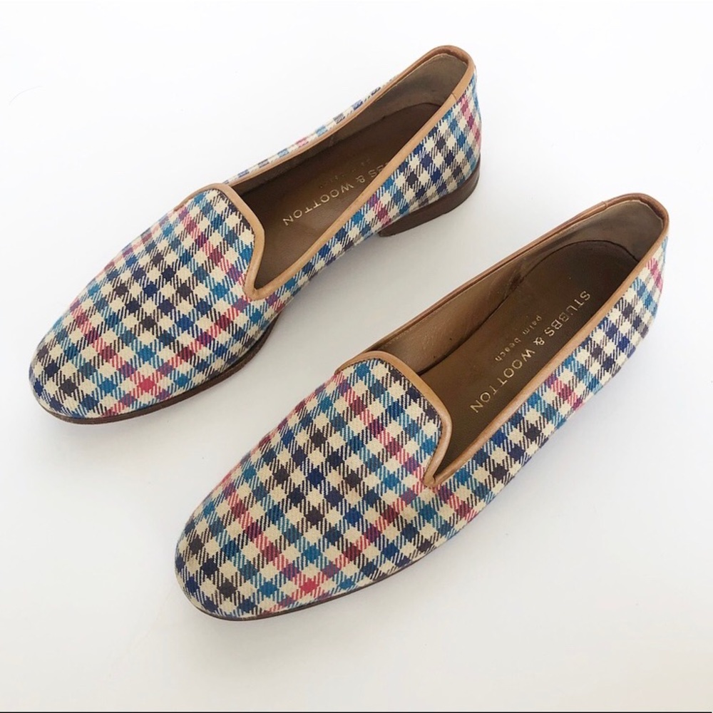 Stubbs & Wootton Plaid Loafers womens 8 AA Narrow